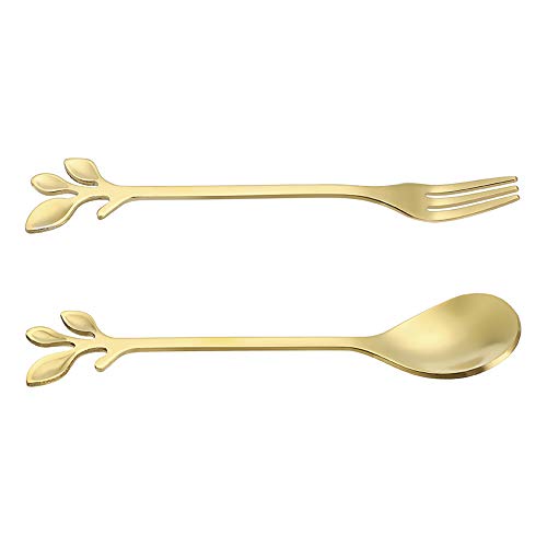 Stainless Steel Gold Creative Dinnerware Set Ansaw - Decorative Swan Base Holder With 5 Forks And 5 Spoons For Coffee, Fruit,Dessert,Stirring, Mixing, Sugar, Stir, Ice Cream, Cake, Teaspoon (Gold) #TOP7