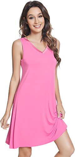 Image of NACHILA Nightgowns for Women-Viscose Made from Bamboo V Neck Nightshirts
