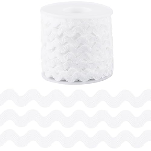 GORGECRAFT 25Yds Couture Rick Rack Trim Ruban de Dentelle Blanche Vague 10mm Ruban Ric Rac Noël...