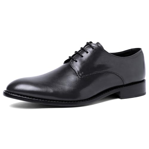 Anthony Veer Truman Derby Oxford Dress Shoes for Men | Lace-Up | Goodyear Welt Construction | Cushioned Footbed & Recraftable Leather Sole with Stacked Heel | Full Grain Calfskin Leather Upper