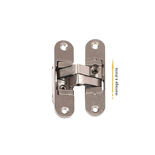 1 Charnière Invisible KLOSE besser - 3D Aluminium. Couleur Inox Satiné. - Droite
