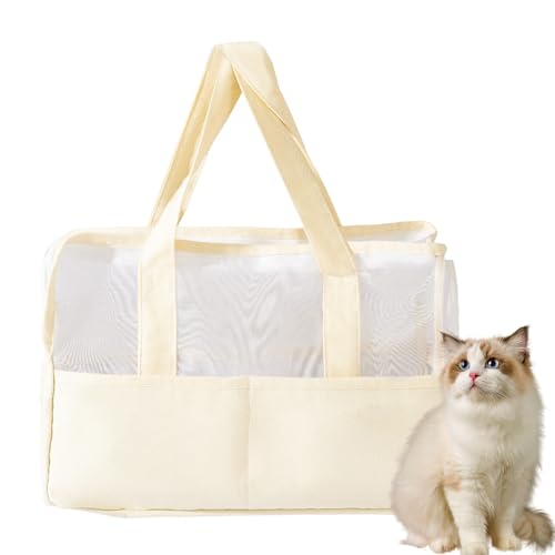 Dog Carrier, Breathable Pet Carriers Bag, Portable Dog Cat Handbag, Dog Sling Bag with Inner Safety Leash Hook for Cats Small Dogs Puppies,Beige,L