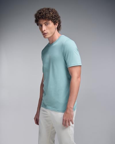 Image of Men's Cotton-Polyester Crew Neck Half Sleeve Relaxed Fit Tee | Workout-from-Home Casual Sports T-Shirt for Travel, Cafes, Walks & Lounge (XM1005)