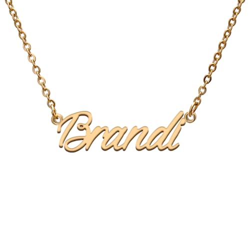 GR859C Brandi Name Tag Necklaces for Her His Friends Familys Relationship Memory Jewelry Gift