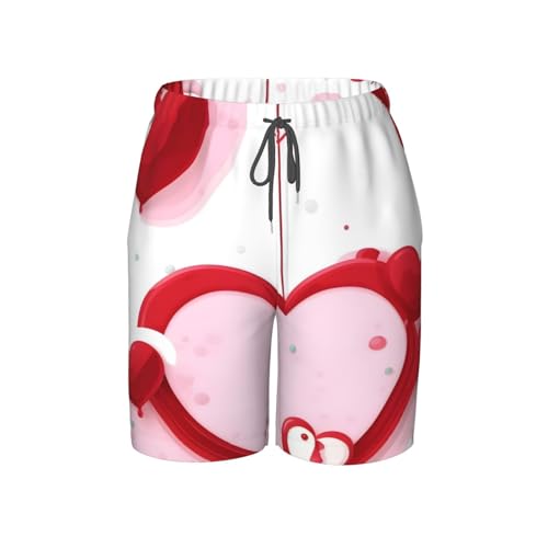 Little Red Heart Youth Beach Pants, Soft and Breathable, with Drawstring Waist, Suitable for Sports and Leisure.