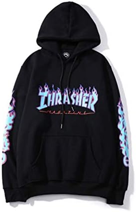 Gayo Tide Brand Thasher Flame Hoodie Long Sleeve Couple Sweatshirt Men/Women Black