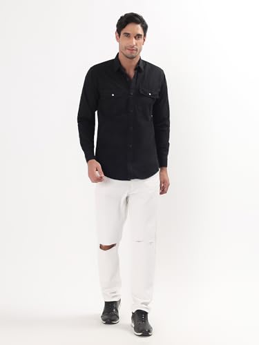 Image of Premium Men Plain Shirt Full Sleeve | Button Down Collar RFD Lightweight Fabric | Regular Fit Casual Wear Shirt with Double Pocket Design