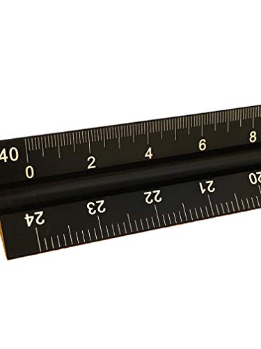 Engineer Scale Ruler (Laser-Etched) Solid Aluminum Core | Simple Precision 12 Inch Triangular Engineering Ruler With Imperial Measurements #TOP4