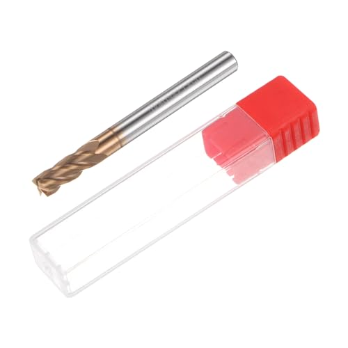 Image of HARFINGTON Micro Grain Carbide Square End Mill 3 /16 inch x 1 /2 inch (5mm x 13mm) Cut 3 /16 inch (5mm) Shank 2 inch (50mm) Length AlTiN Coated 4 Flutes Square Nose Cutter for Alloy Steel Hardened Steel