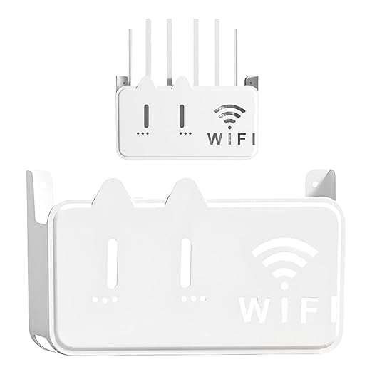 Self-Adhesive WiFi Router Storage Box | Wall Mount Router Holder Shelf for Modem, Set-Top Box & Smart Devices | Cable Management Organizer Stand | Space Saving Home & Office Storage Rack-image-35