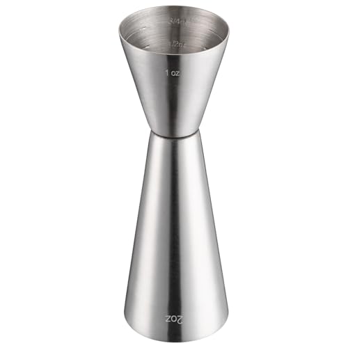 Briout Double Cocktail Jigger for Bartending, 2 OZ & 1 OZ, Flat Edge Silver