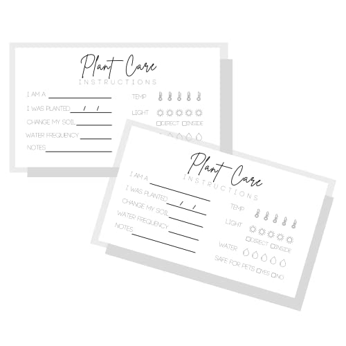 Plant Care Cards | Physical Printed 2' x 3.5' inches Business Card Size | Plant Care | Minimalist White Design