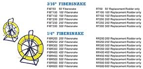 Rack-A-Tiers RT200 Fibersnake 200' Replacement Rodder - 3/16" Rod