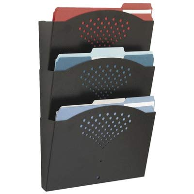 Steel Wall Pockets, Letter, Three Pocket, 12 x 3 1/4 x 17 1/4 Black Part No. 3172BL