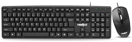 FRONTECH Wired USB Keyboard and Mouse Combo with 104 Keys, 3-Button Mouse, and 1000 DPI Optical Sensor.(KB-0012)