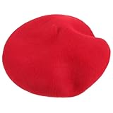 LRXIYODE Basco Donna Rosso Invernale in Tessuto Caldo e Delicato Cappello Femminile Elegante per Festa e Natale Cappello Beret Confortevole per Uso Quotidiano