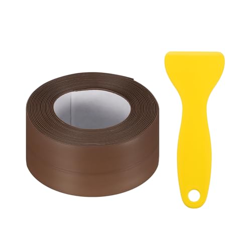 Image of uxcell Caulk Tape, Brown Toilet Caulk Strip Self Adhesive 1.5 inch x 16.4Ft Caulking Sealant Tape with Sealing Tool for Kitchen Bathroom Edge Protector