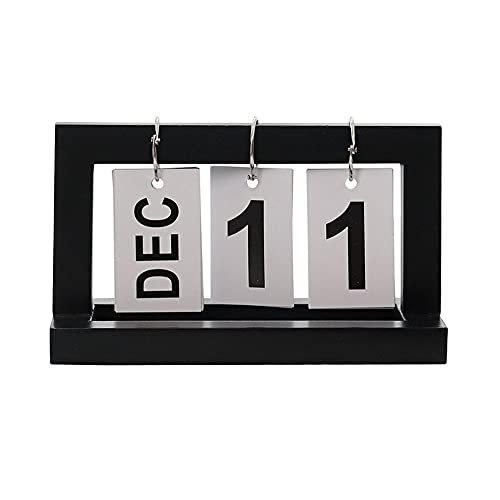 Calendrier de Bureau à retournement en Bois, Calendrier de Bureau à retournement réutilisable de Style Nordique Calendrier de Bureau Debout Simple Calendrier de Bureau tournant de Page de Style Cover