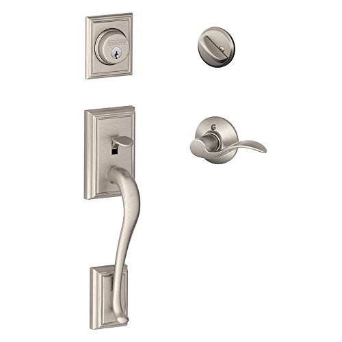 Image of SCHLAGE Lock Company Addison Single Cylinder Handleset and Left Hand Accent Lever, Satin Nickel (F60 ADD 619 ACC LH)