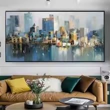 Tableau suspendu sur toile paysage urbain abstrait design - 4