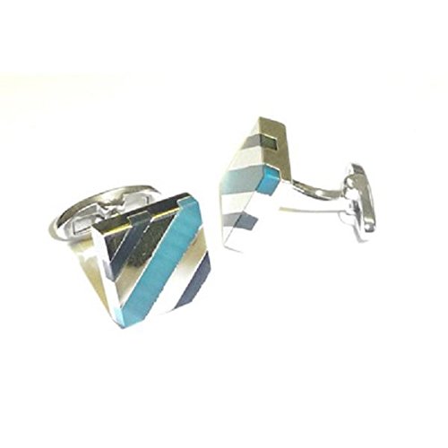 Mancuernillas para hombre RGT con inserto acrílico azul y verde miniatura 1