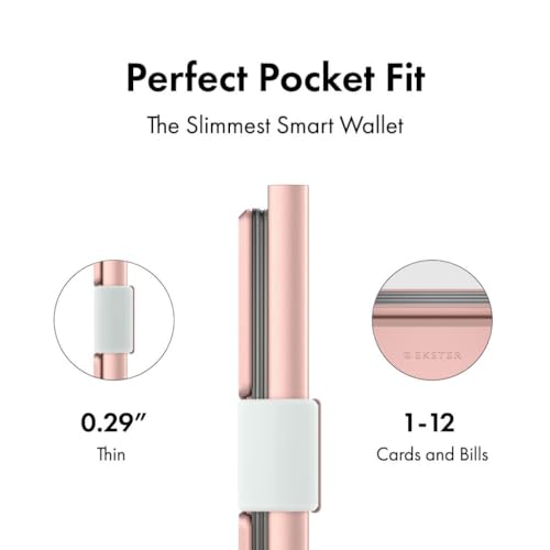 Image of Ekster Aluminum Cardholder Wallet for Men | Metal Wallets with RFID Blocking Layer | Slim & Minimalist Aluminum Wallet with Push Button for Quick Card Access (Rose Gold)