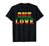 Retro One Love Jamaica Rasta Reggae Musica Caraibi Orgoglio Maglietta