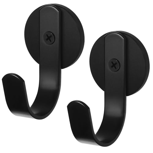HOMEBROS Magnetic Wreath Hanger Magnet Wreath Hooks with Rubber Coated for Fridge Metal Front Door Black 2 Pcs