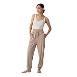 [Zen Wear] インストラクター監修 究極の着心地と動きやすさを実現したスポーツウェア 万能パンツ レディース スポーツ 薄手 軽量 吸汗速乾 ランニング ヨガ ピラティス トレーニング ルームウェア (M, ダークベージュ)