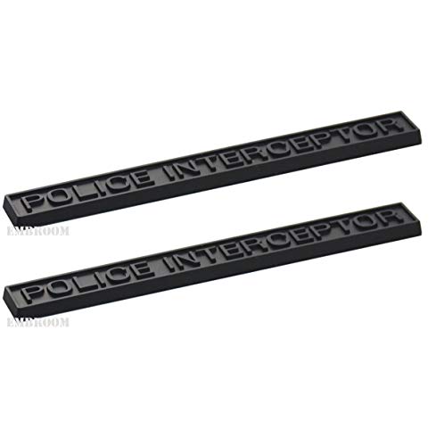 EmbRoom Police Interceptor Emblem, 3D Emblems Trunk Nameplate Badge Sticker Decal Replacement for Explorer (2pcs Matte Black)