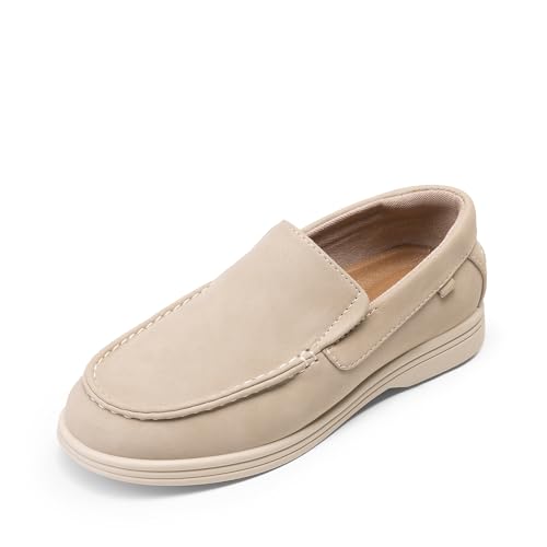 DREAM PAIRS Boys Dress Shoes Slip-On Loafers Casual Flat Shoes (Toddler/Little Kid/Big Kid) 12 Little Kid Khaki