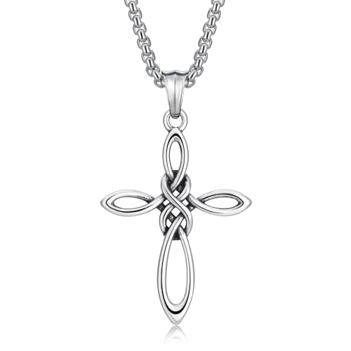 Chaîne en argent avec pendentif croix gothique pour look rock et alternatif