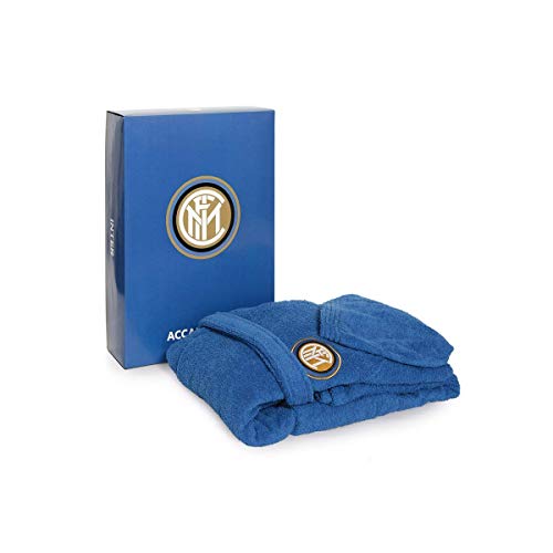 Peignoir avec capuche officiel FC Inter TG S M L XL XXL noir bleu 100% éponge pur coton homme dans une boîte S - 42 / 44 Noir
