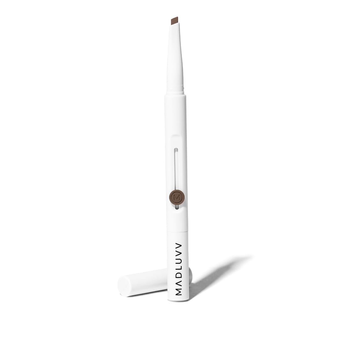 MADLUVV Exacto Brow Pencil for Flawless, Long Lasting, Realistic Brows with Dual-Ended Design Featuring Retractable Blade Tip for Precise Hair Like