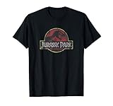 Jurassic Park Classic Retro Red Distressed Logo T-Shirt