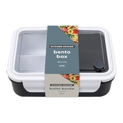Kitchen Spaces Lunch Bento Box, Black and White Cover