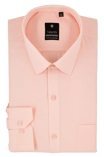 Image of 7-DAYS Premium Men's Formal Shirts - Cotton Rich, Textured Self-Design, Full Sleeve, Regular Fit, Wrinkle Resistant, with Pocket - Perfect for Office