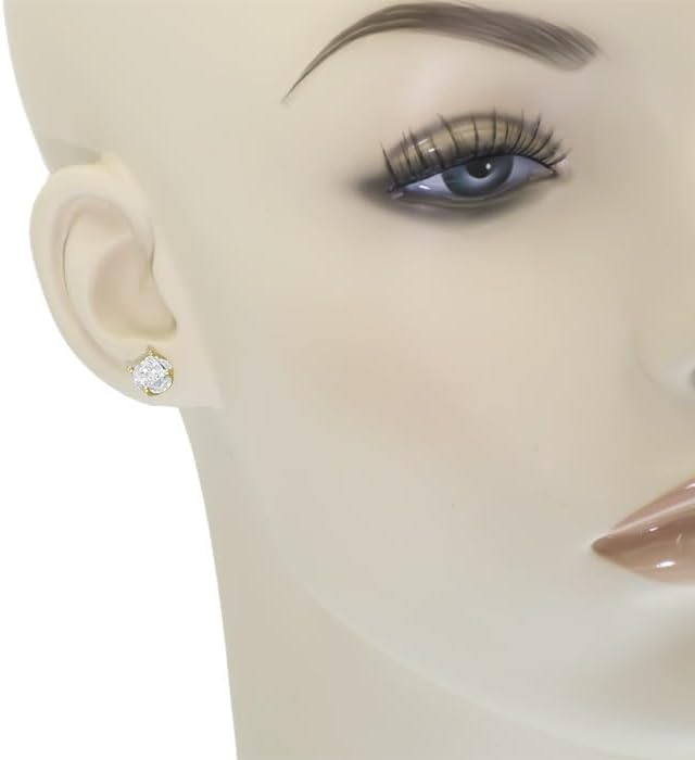 1/2 CT Round Cut Lab Created Diamond Unisex Halo 7mm Studs Earrings 14K Yelllow Gold Over Sterling Silver Valentine Day Gift Fine Jewelry