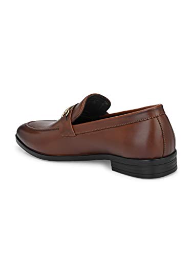 Image of San Frissco Men's Loafers Tan Handcrafted Formal Horsebit Shoes /Slip-on Shoe for Office, Wedding & Parties /Easy to Match Moccasins with Stylish Lightweight and Comfortable - 9