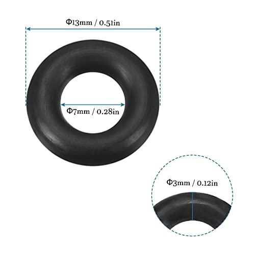 QUARKZMAN 50 sztuk uszczelek z gumy nitrylowej do uszczelnienia 13 mm x 7 mm x 3 mm do kranu hydraulicznego, uszczelnienie połączeń, czarne