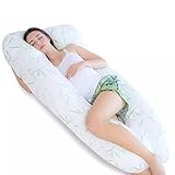 Super Soft Bamboo 12FT Long C_U Shaped Full Body Cuddly & Maternity Pregnancy, Back, Leg, Hip, Arthritis Support With Pillow With Removable Zipped Bamboo Cover