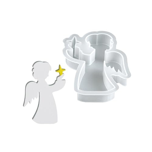 Wilgure Formas de vela de Navidad de silicona, reno, balancín, estrella, forma de ángel para manualidades, decoración de vacaciones, manualidades de reno, caballo mecedor, estrella, forma de vela