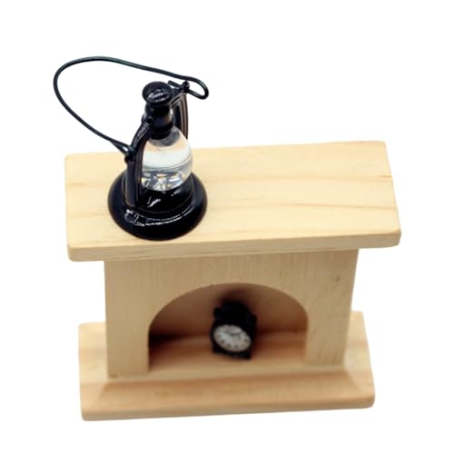 Chenxi Studio Handcrafts 1/12 Miniaturkamine Realistischer Holzherd Mit Antiker Kerosinlampe Für Die Inneneinrichtung Von Puppenhäusern....
