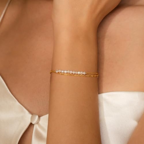SLOONG Gold Pearl Bracelets for Women Trendy - image 3