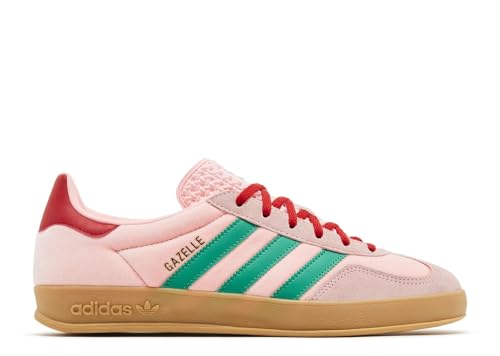 Image of Adidas Gazelle Indoor Women's Shoes, Court Green /Glow Pink /Gum, Size 9.5