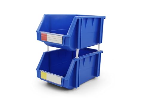 DJC Supply 5.9\" X 9.4\" X 4.9\" BLUE Heavy duty thermoplastic storage bin organizer, Stackable, Hangable, Side-connect, Great for tools, parts crafts and more! (2 PACK)