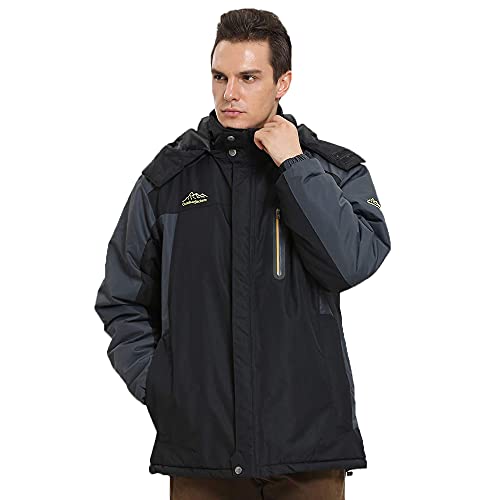 4How Hooded Mountain Jacket for Men Jacket for Men Mens Jackets Black Jacket for Men Mens Black Jacket Men's Black Hooded Jacket Black US Size M