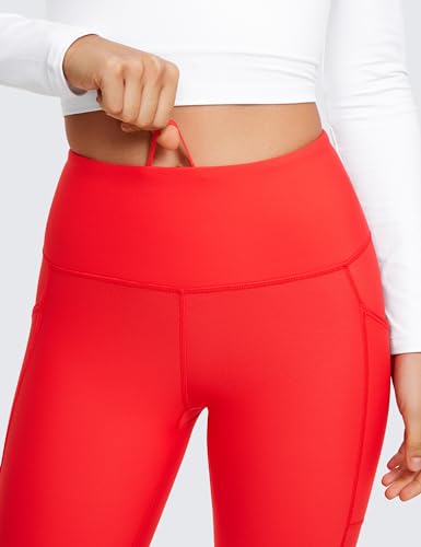 Image of CRZ YOGA Fleece Lined Leggings Pockets 25'' - Thermal High Waisted Casual Lounge Workout Womens Yoga Pants Winter Warm