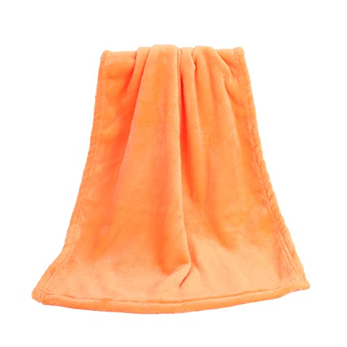 Remorui Solid Color Thickened Warm Flannel Blanket Sofa Bedroom Throw Rug Fluffy Warm Soft Flannel Blanket Orange 70X100Cm #TOP3