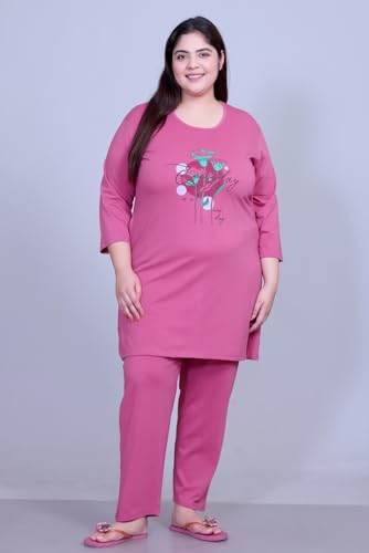Image of RYSH Women's Cotton All Over Printed Full Sleeve Plus Size Long T-Shirt